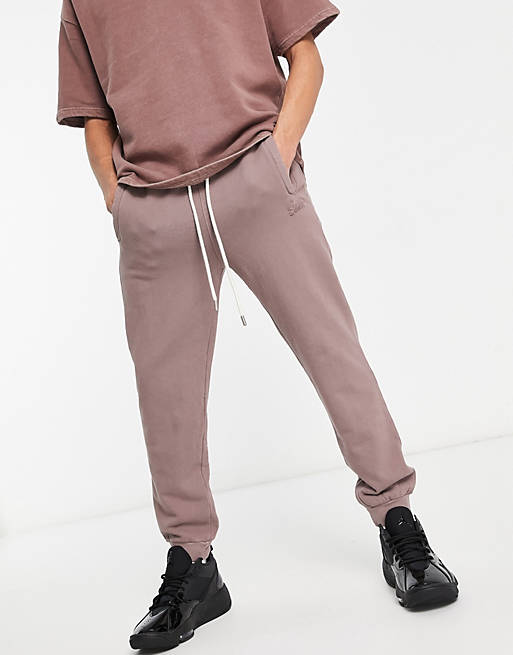 Pull&Bear washed jogger in brown co-ord
