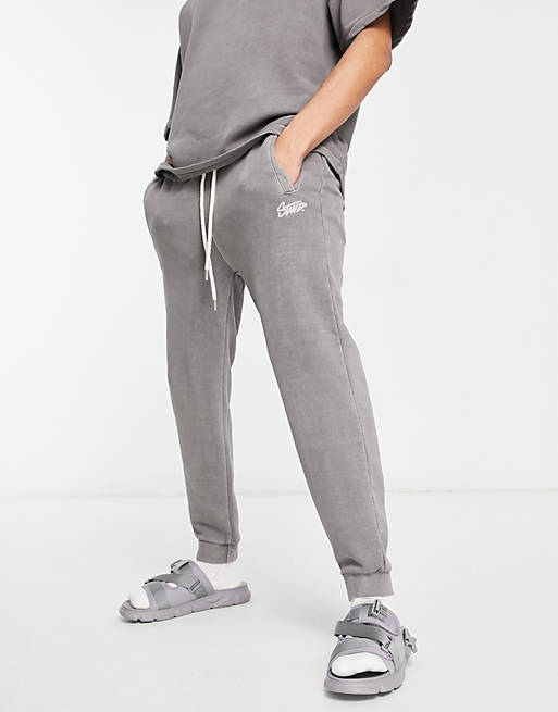 Pull&Bear washed jogger in grey co-ord