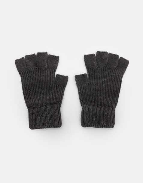 Pull&Bear Washed knit mittens in black - view 1