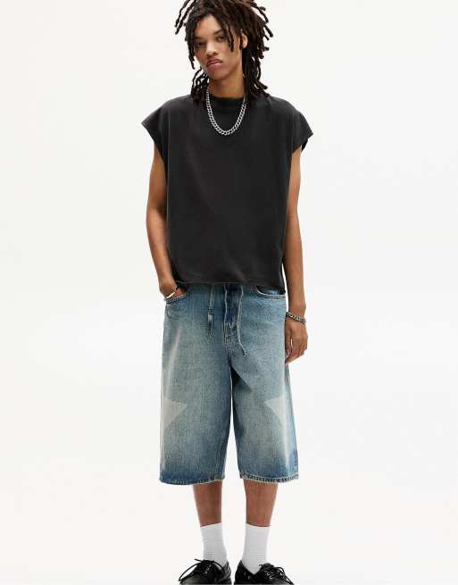 Pull&Bear washed sleeveless t-shirt in black