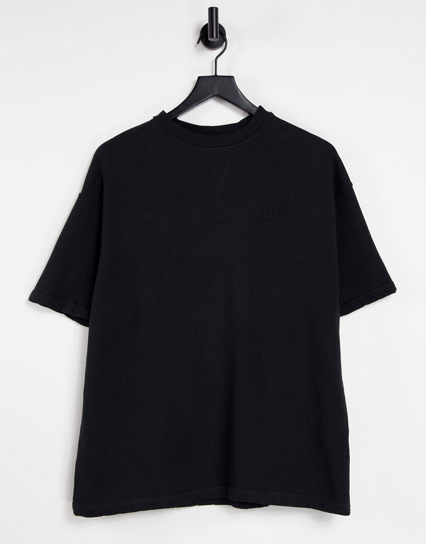 Pull & Bear washed sweat t-shirt in black set