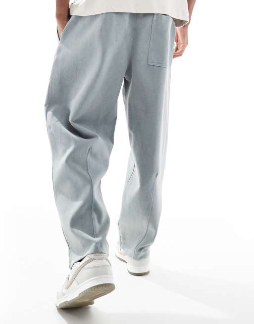 Pull&Bear washed wide leg trackies in grey