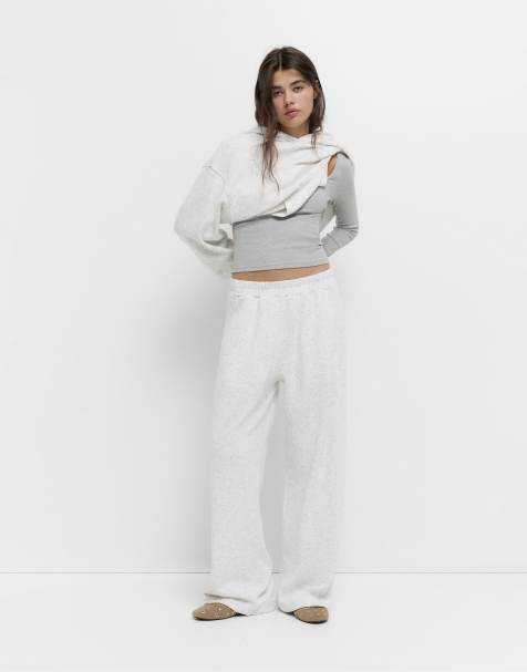 Pull&Bear – Weiche Jogginghose in meliertem Blassgrau - view 1