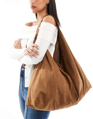 Pull & Bear - Weiche Oversize-Tasche in Hellbraun