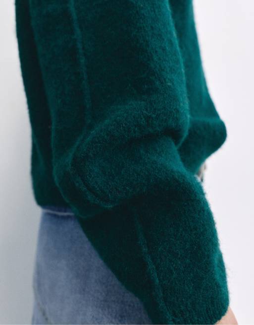 Pull&Bear weiche Strickjacke in Flaschengrün, 4 von 7