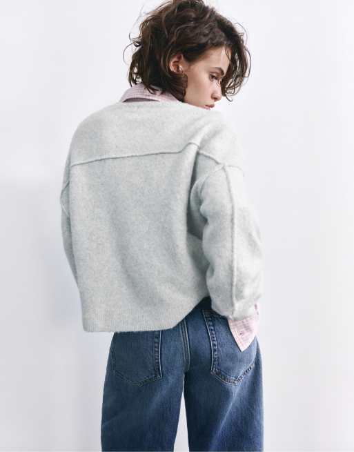 Pull&Bear weiche Strickjacke in Hellgrau, 2 von 7