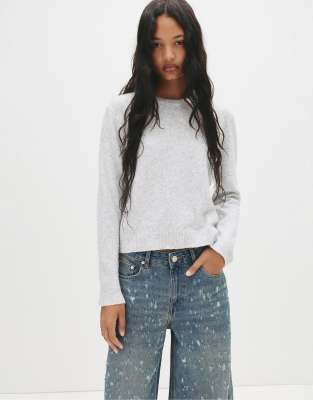 Pull & Bear - Weicher Pullover in Grau meliert
