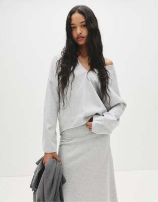 Pull & Bear - Weicher Pullover in grau meliert