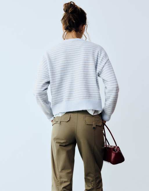 Pull&Bear weicher Strickpullover in Boxy-Passform in Hellblau, 2 von 7