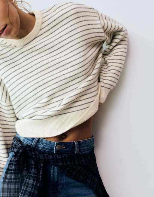 Pull&Bear weicher Strickpullover in Eisblau, 3 von 7