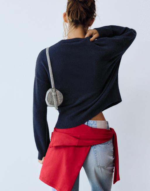 Pull&Bear weicher Strickpullover in Marineblau, 2 von 7