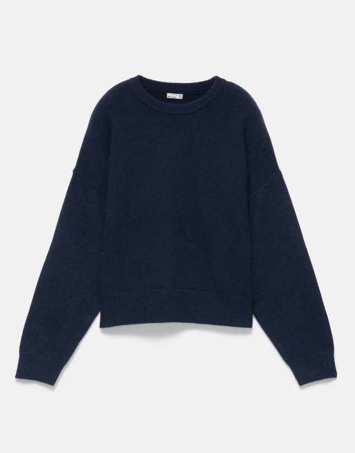 Pull&Bear weicher Strickpullover in Marineblau, 5 von 7