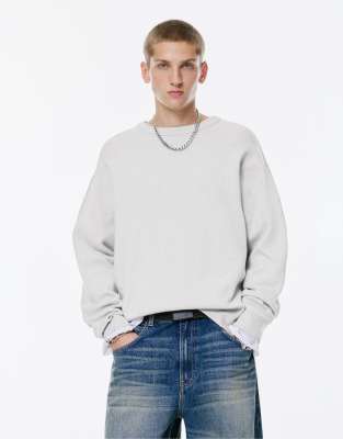 Weicher Strickpullover in meliertem Grau Grau M