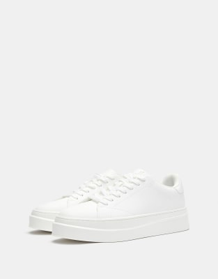 Weiße Sneaker mit dicker Profilsohle Weiß 44