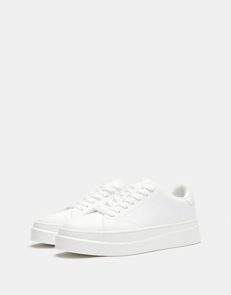 Pull&Bear – Weiße Sneaker mit dicker Profilsohle - view 1