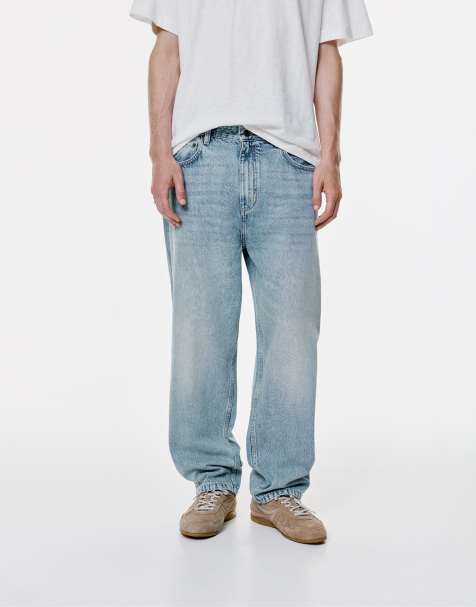 Pull&Bear – Weit geschnittene Jeans in blauer Waschung - view 1
