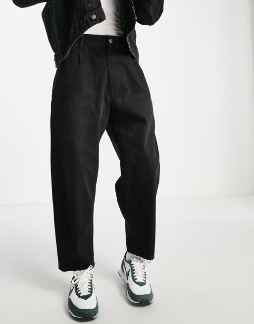 Pull&Bear – Weit geschnittene Jeans in Schwarz