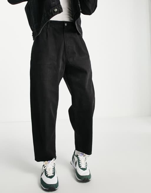 Pull&Bear – Weit geschnittene Jeans in Schwarz