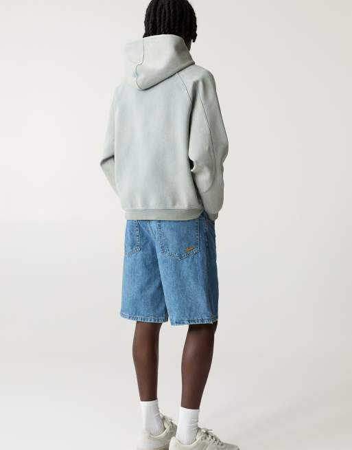 Pull&Bear – Weite Bermuda-Jeansshorts in Mittelblau, 3 von 4