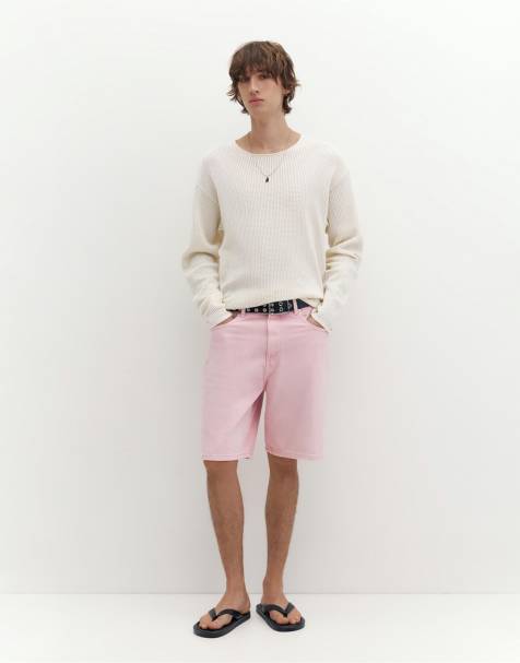 Pull&Bear – Weite Bermuda-Jeansshorts in Rosépink - view 1