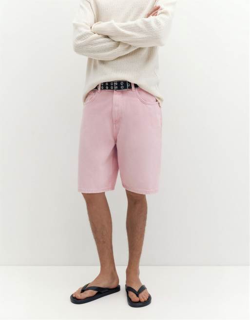 Pull&Bear – Weite Bermuda-Jeansshorts in Rosépink, 4 von 4
