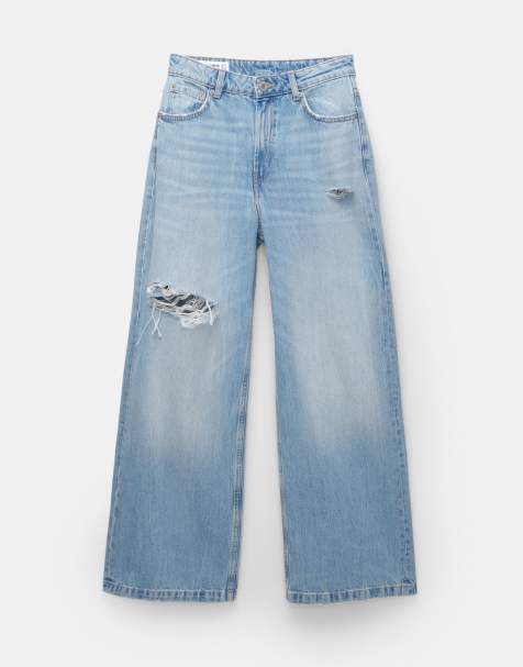 Pull&Bear – Weite Jeans in Blassblau mit mittelhohem Bund - view 1