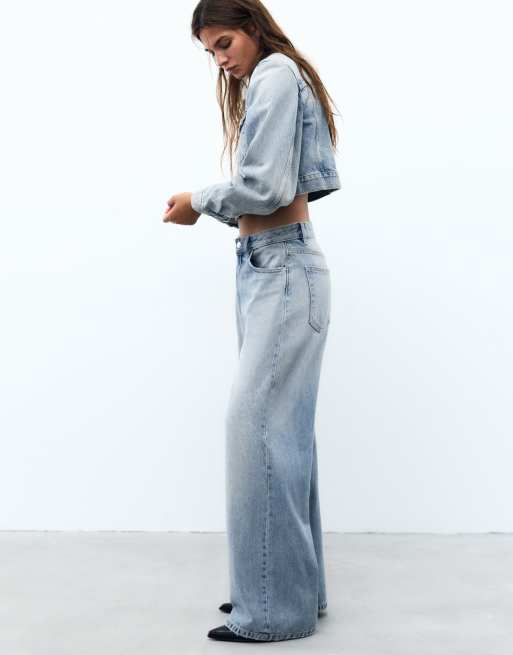 Pull&Bear – Weite Jeans in Blassblau, 3 von 7