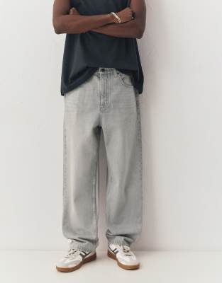 Weite Jeans in Blassgrau Grau 38
