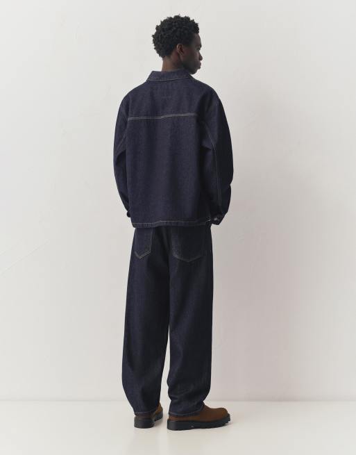 Pull&Bear – Weite Jeans in Marineblau, 2 von 4