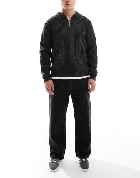 Pull&Bear – Weite Jeans in Schwarz mit lockerem Schnitt - view 1