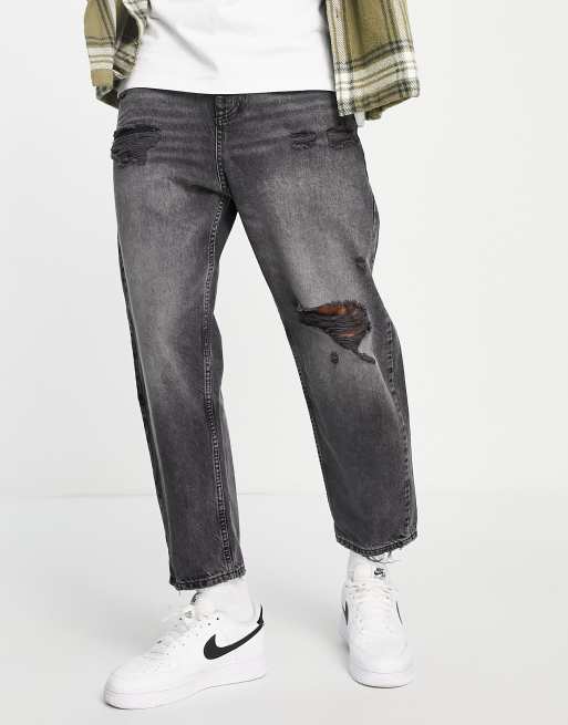 Pull&Bear – Weite Jeans in Schwarz