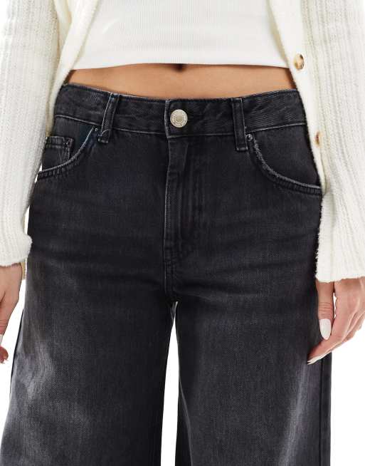 Pull&Bear – Weite Jeans in verwaschenem Schwarz mit extrem weit geschnittenem Bein, 5 von 5