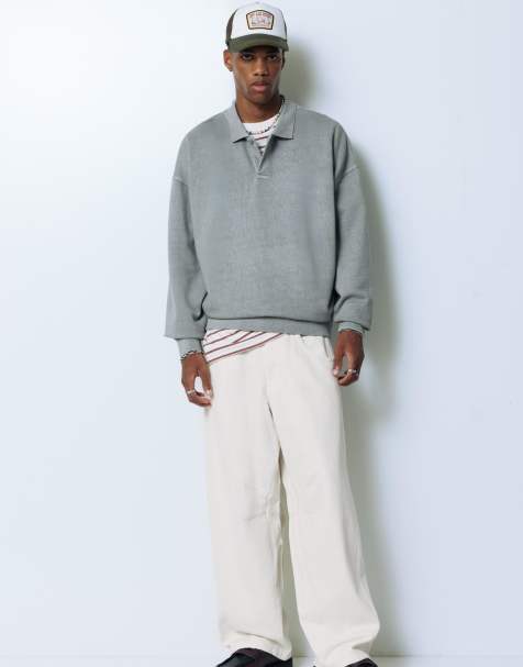 Pull&Bear – Weite Jeans in Wollweiß - view 1
