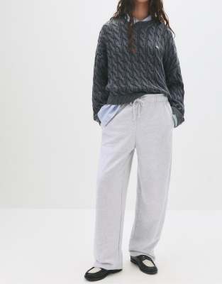 Pull & Bear - Weite Jogginghose in meliertem Grau