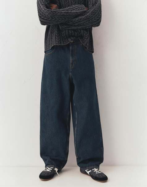 Pull&Bear – Weite Relaxed-Fit-Jeans in Dunkelblau - view 1
