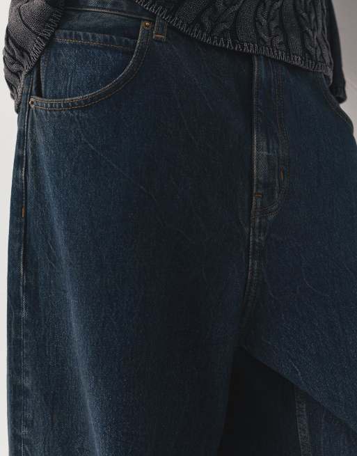 Pull&Bear – Weite Relaxed-Fit-Jeans in Dunkelblau, 3 von 4