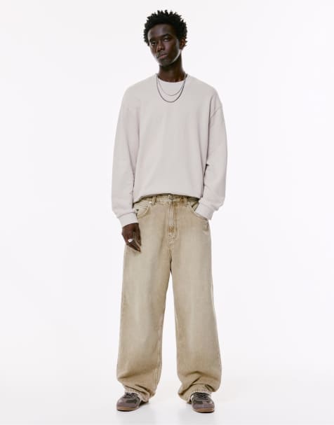 Pull&Bear – Weite Relaxed-Fit-Jeans in Sandbeige - view 1