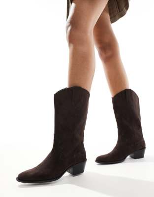 Pull&Bear Pull&Bear western knee boots in chocolate brown