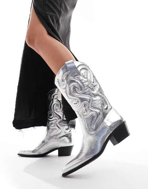 Western Cowboy Boots Silver