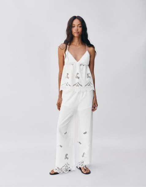 Pull&bear white embroidered set - view 1
