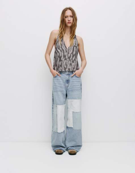Pull&Bear White patchwork jeans in pale blue - view 1