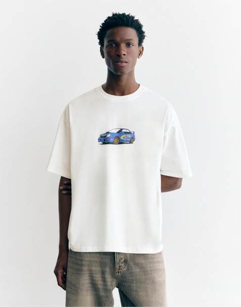 Pull&Bear White subaru t-shirt in off white - view 1