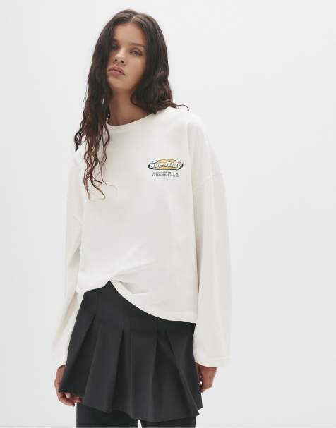 Pull&Bear White t-shirt with graphic and slogan in ice - view 1