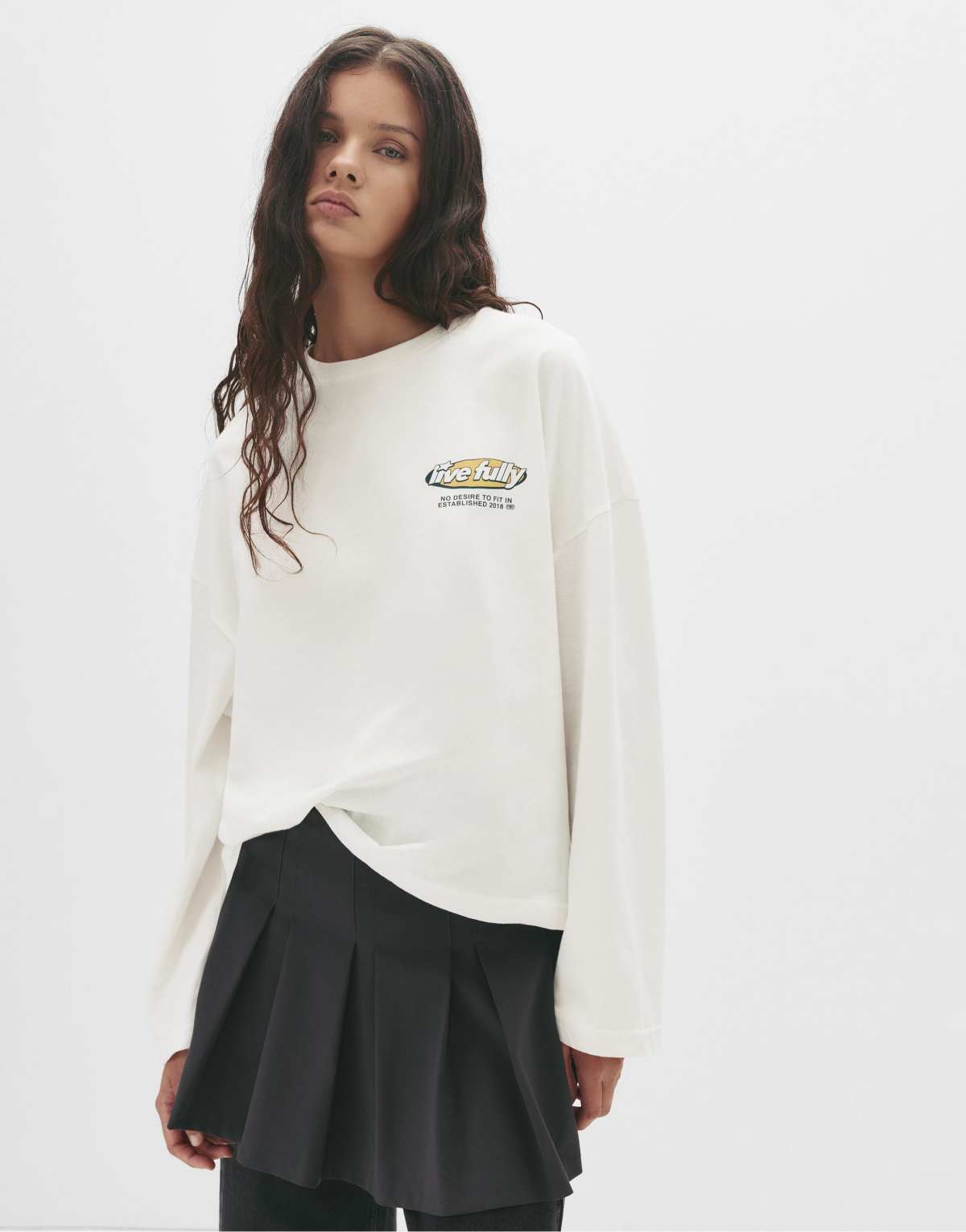 Pull&Bear White t-shirt with graphic and slogan in ice