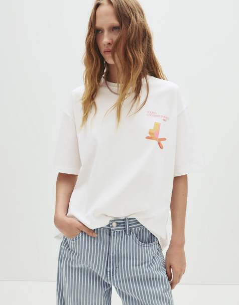 Pull&Bear White tate gallery t-shirt in ice