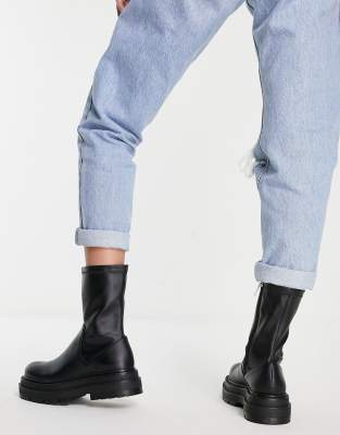 flat ankle boots with track sole and zip