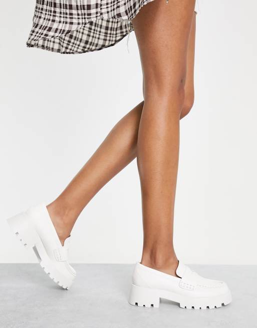 Pull Bear wide fit chunky loafer in white ASOS