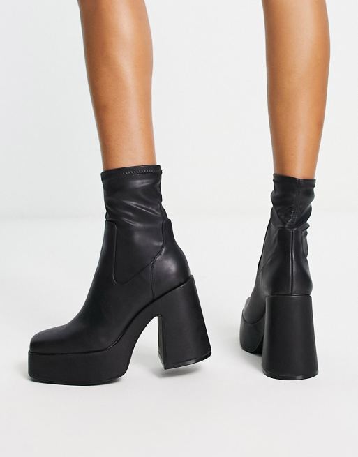 Faux leather 2025 platform boots