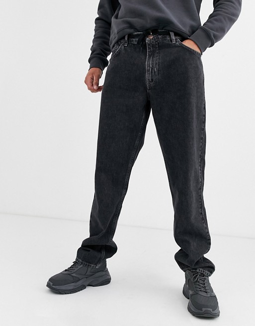 Pull&Bear wide fit jeans in black