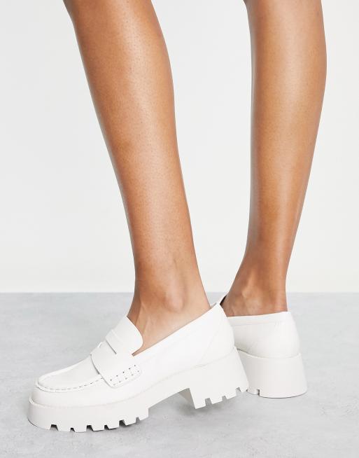 Pull&Bear Wide Fit – Vita grova loafers med bred passform, 4 av 4